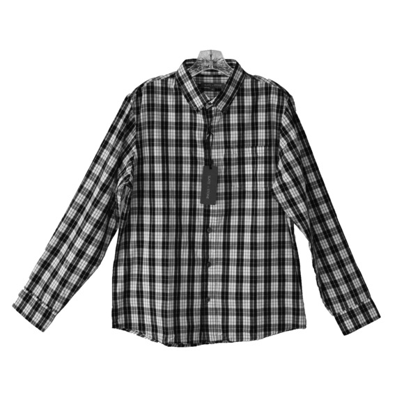 A8 NWT SLATE & STONE Black White Plaid Poplin Front Pocket LS Shirt Size M $128 - Picture 1 of 5